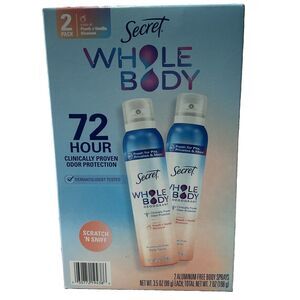 2PK Secret Whole Body Deodorant Spray Peach+Vanilla Blossom 3.5oz  Aluminum Free
